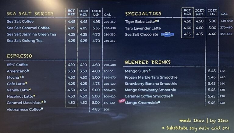 85 C Bakery Cafe Menu