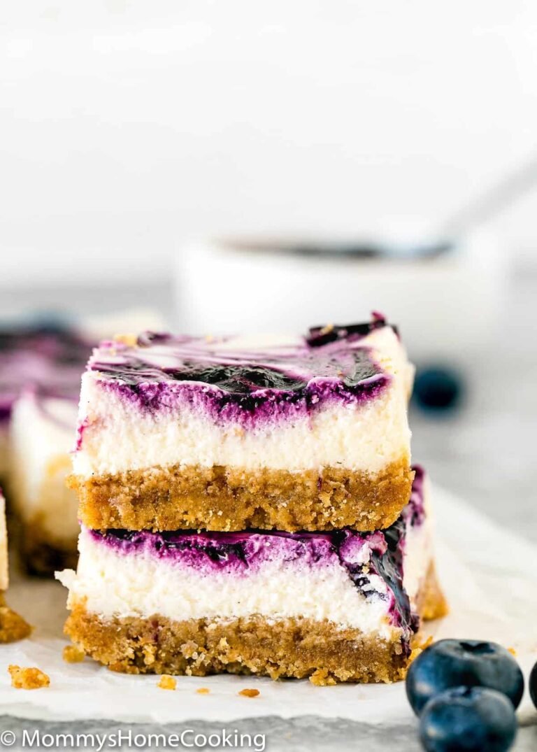 Eggless Lemon Blueberry Cheesecake Bars