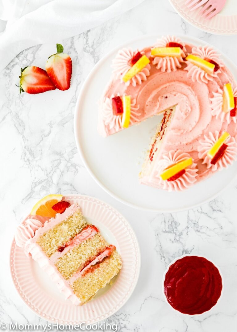 Eggless Strawberry Lemonade Cake