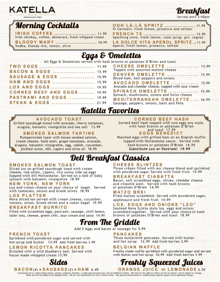 Katella Deli Bakery Menu