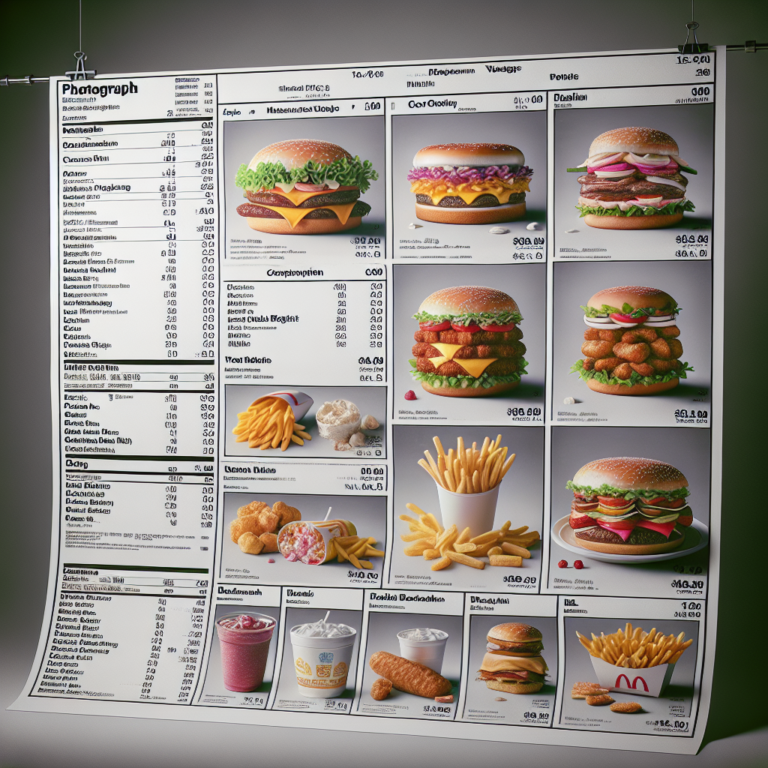 McDonaldʼs Menu With Calories And Prices